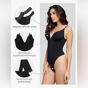 NWT Popilush Shapewear Bodysuits Tummy Control Shapewear Deep V black size XL